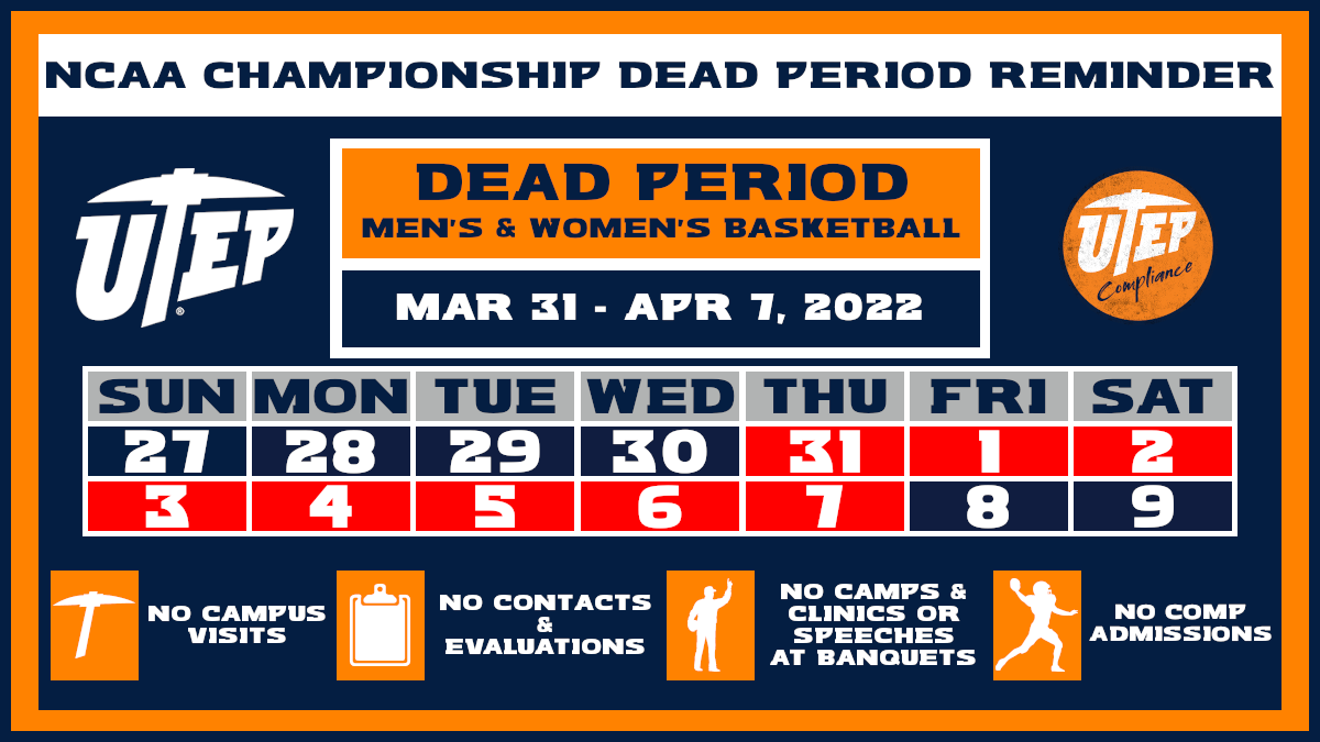 ☠️Dead Period for <a href="/UTEPWBB/">UTEP Women’s Basketball</a> &amp; <a href="/UTEPMBB/">UTEP Men’s Basketball</a> begins tomorrow!