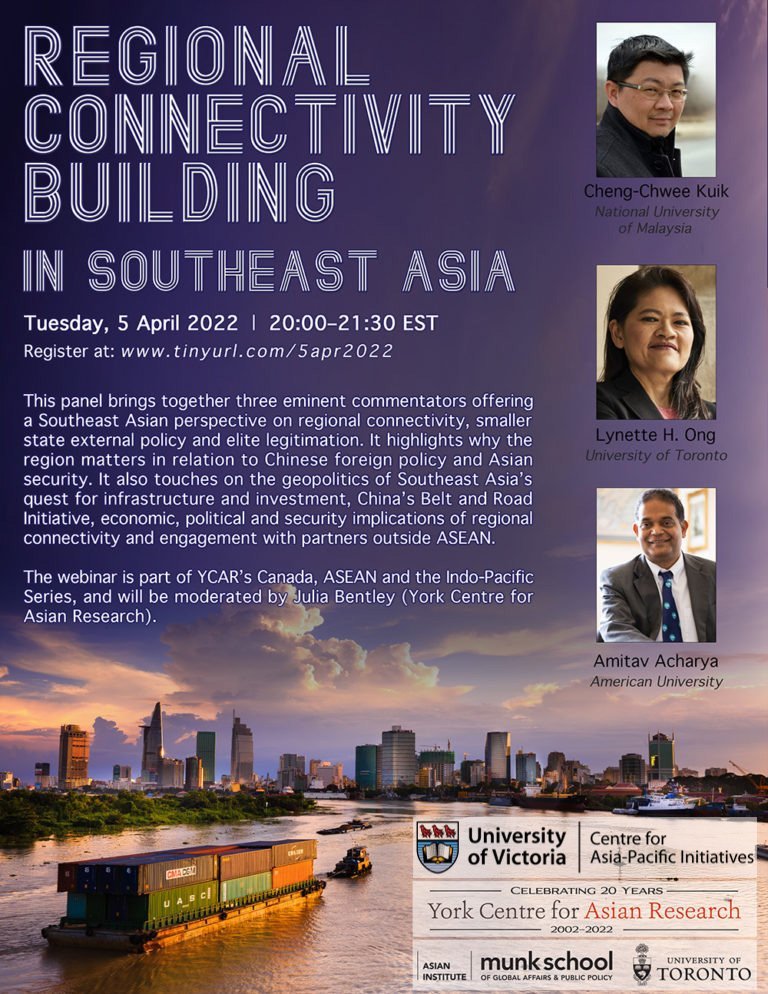 Getting excited for our #SoutheastAsia double-header: 

▶️Tomorrow: A CAPI roundtable on SEAsia's economy, climate + security post-pandemic: bit.ly/3COjrnu

▶️Tues: <a href="/asia_york/">YCAR</a> Canada-ASEAN Initiatives' panel on Regional Connectivity Building: bit.ly/3wcO5pm