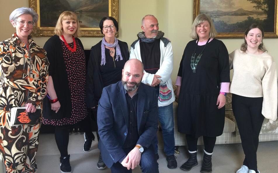 A few of the MA students in creative writing hanging out with Jan Carson & Donal Ryan. Great morning on campus in the Plassey House. @annieryan849 @JanCarson7280 @isdoighliom @UL