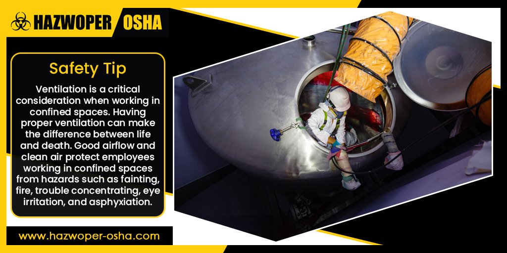 #SafetyTip 
Always ensure there is proper ventilation when working in confined spaces to protect workers from hazards such as eye irritation, fainting and asphyxiation
#safetyfirst #safetytraining #safetymanagement #confinedspaces #ventilation #hazwoper #OSHA