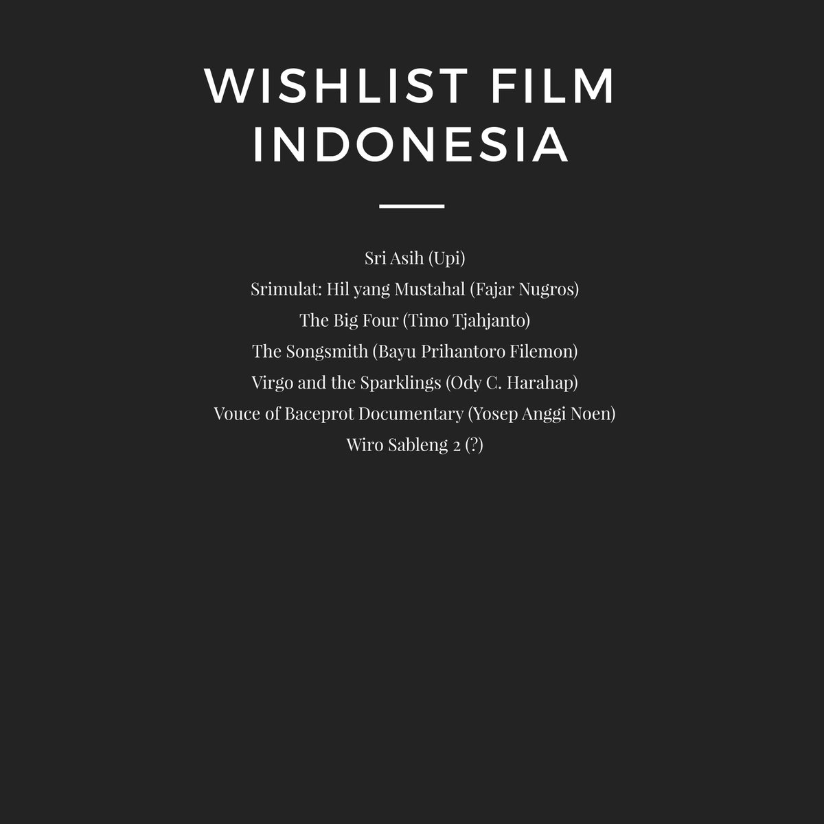 alexandermatius's tweet photo. Berikut alasan untuk bertahan beberapa waktu ke depan agar dapat menyaksikan karya dari kawan-kawan berikut ini. https://t.co/tYeqaRaPhH
