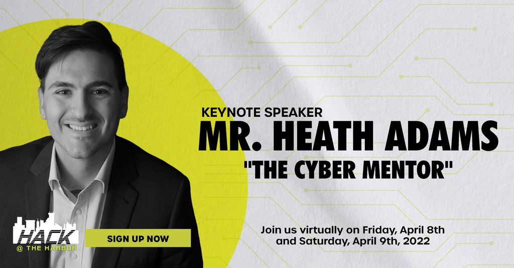 HathCon's tweet photo. We're thrilled to announce that Heath Adams, aka @thecybermentor, will be a keynote speaker on April 8th at Hack @ The Harbor. He will be addressing important topics such as ethical hacking and how to become a leading expert in cybersecurity!

Join Now!➡️ https://t.co/nqBqqhD6zM https://t.co/JKZtrsisKT