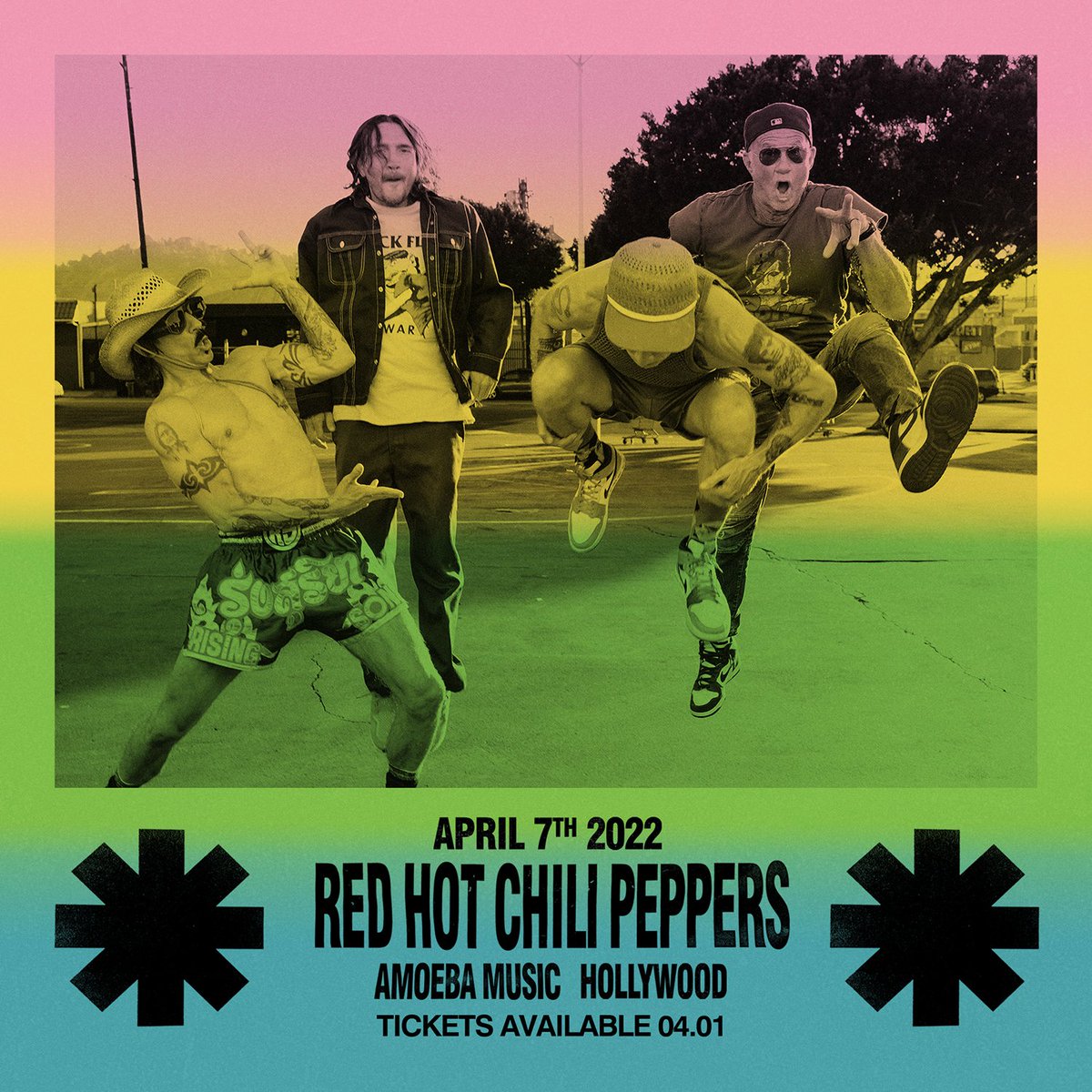 We are excited to announce the <a href="/ChiliPeppers/">Red Hot Chili Peppers</a> are performing live at Amoeba Hollywood Thursday, April 7 at 12pm!!

Get tickets + commemorative poster w/purchase of the #UnlimitedLove LA Edition LP in-store only at Amoeba on 4/1. Space is limited!

Details: bit.ly/389TBz6