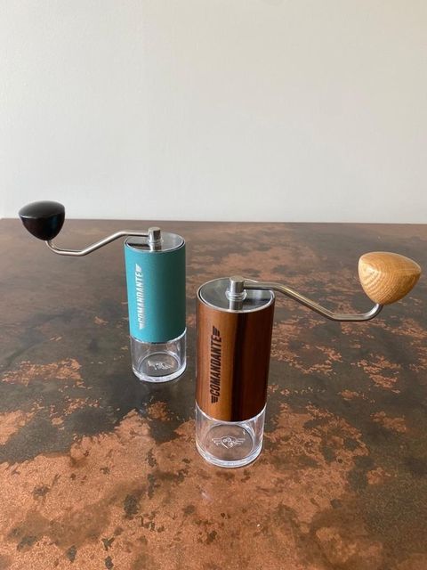 Take a closer look at these Comandante Grinders and find a special Brewed By Hand engraving!
These grinders, featuring the new liquid amber, Virginia walnut and an unreleased colour will be used in the Coffee Masters competition at London Coffee Festival this week!