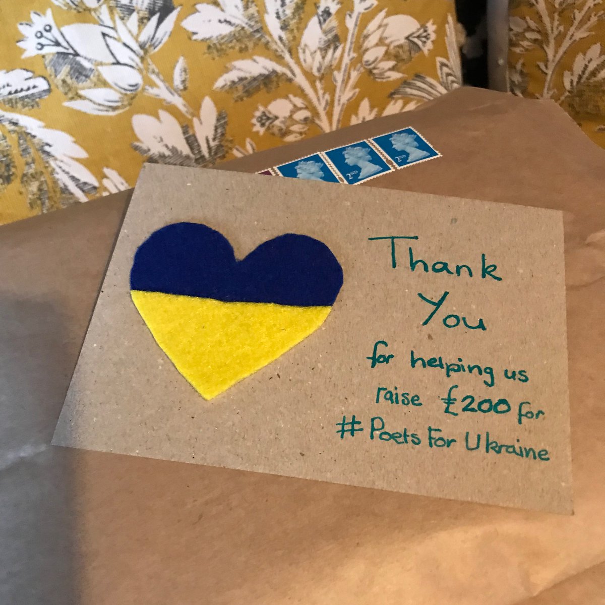 Going out in today’s post: with much gratitude to everyone who supported our fundraiser for <a href="/PoetsUkraine/">Poets for Ukraine</a> 🇺🇦💛💙