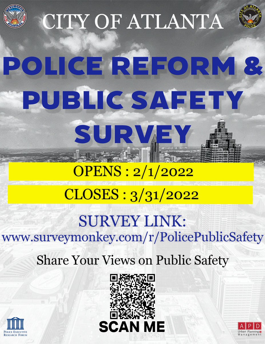 nputatlanta's tweet photo. Have an opinion on how you'd like to see #policereform ? Fill out the #publicsafety survey from @CityofAtlanta. Survey ends tomorrow! https://t.co/ILrPGhj1Vh https://t.co/2p0FBNfc7h