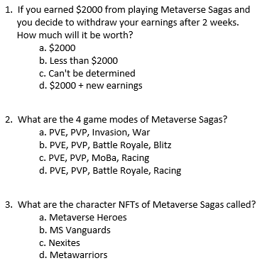 metaversesagas's tweet photo. Know Metaverse Sagas.
Give the correct answer to all of the questions.

#NFTGiveaway 
#PlayToEarn 
#NFTGiveaways 
#metaversesagas
#Metaverse 
#cryptocurrecy https://t.co/8SAuk8SIQ7