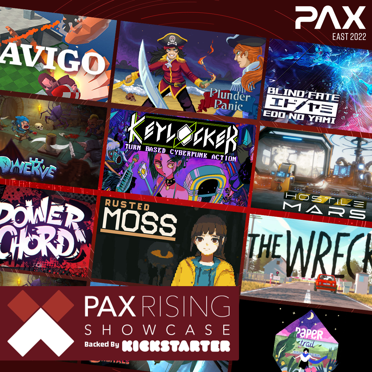 pax's tweet image. Meet the winners of The PAX Rising Showcase for #PAXEast 2022! This intensely curated collection, backed by @Kickstarter, brings titles that stand out from the crowd and are made by teams of indie devs! See the full list and learn more at PAXEast22.com/Rising.