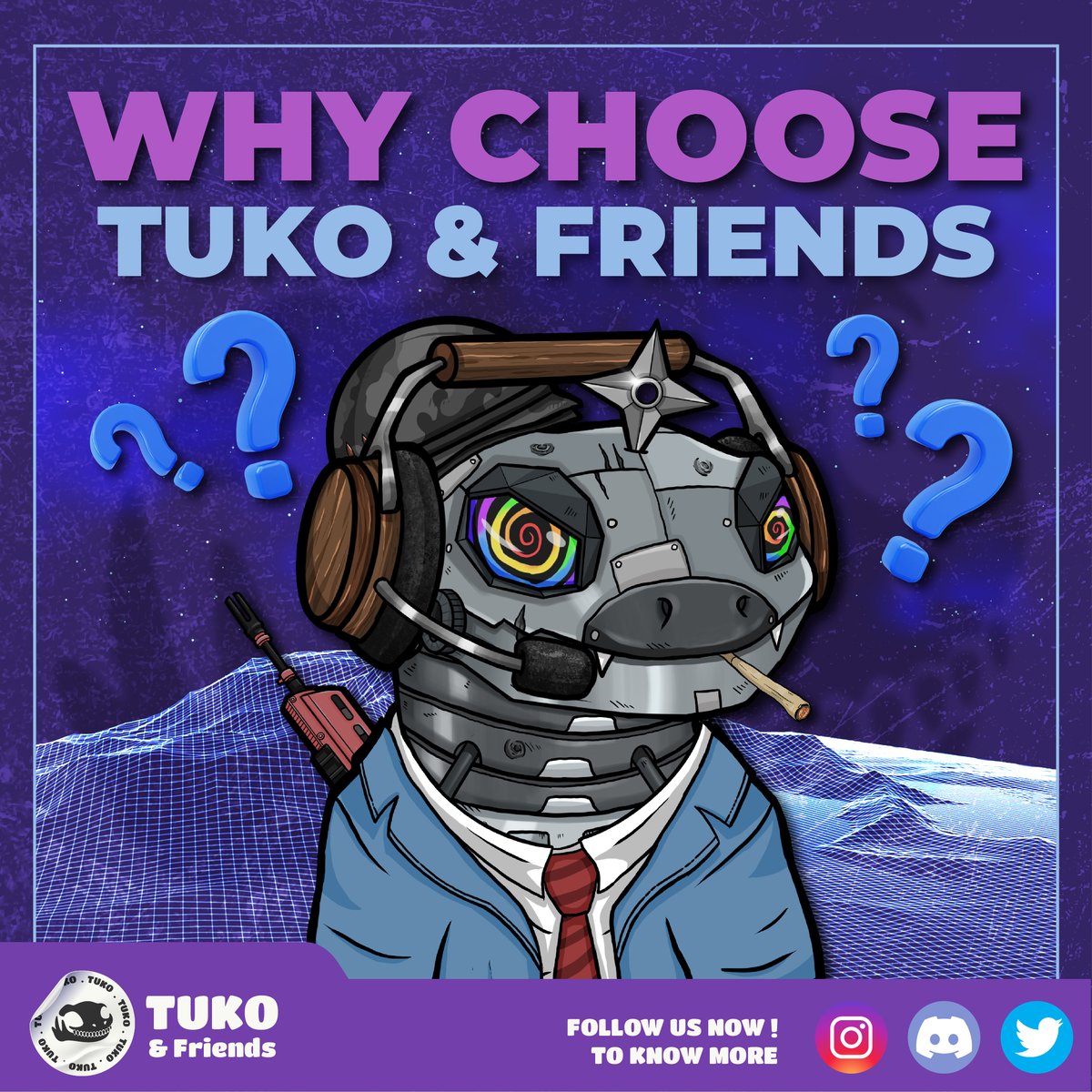🦎WHY TUKO?
We will bring back benefits by holding events &amp;integrate with game-fi in future!

Whitelist is ON⏰
Be the first 50 white-listers.
Join us!
Discord: discord.gg/npFZ3NtXZC
Instagram: instagram.com/tukogecko
#NFTGiveaway #FREENFT #NFT #Ethereum