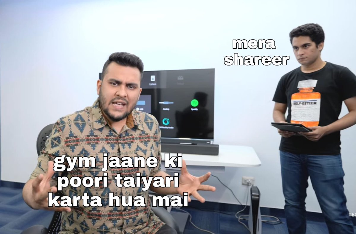 ShokeenSanchit's tweet photo. Meme TIME! 
Ye raha template apne banao aur maine bhi kuch banaye hai 😂😂
Dekhte hai #TechBarArmy kitni creative hai. https://t.co/CPPbUBNEKe