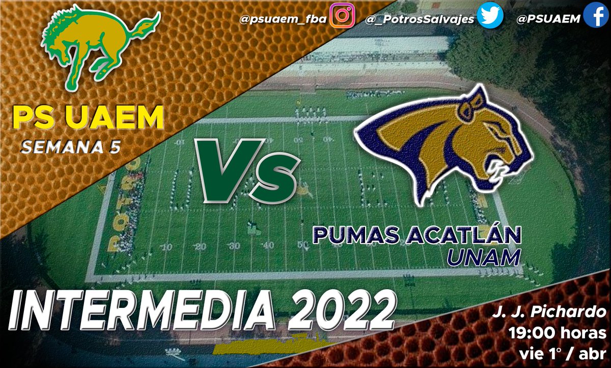 Último encuentro de la temporada en casa, #PotrosSalvajesUAEM recibe a <a href="/PumasAcatlan/">Pumas Acatlán</a> #Intermedia2022 de la <a href="/OnefaOficial/">ONEFA Oficial</a> 
#GoGrenNation