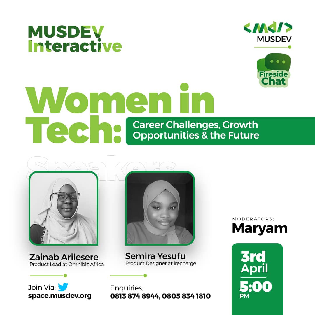MusDevOfficial's tweet image. We are hosting a Women in Tech session: Career challenges, growth opportunities &amp;amp; the future

📅 3rd April 2022
🕜 5PM
Venue: Twitter Space( space.musdev.org )