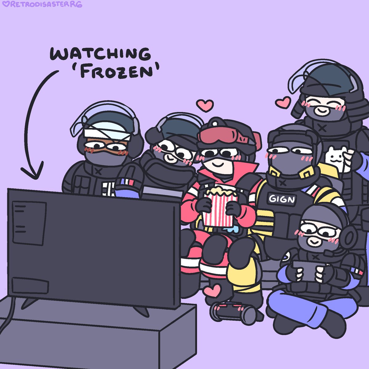 retrodisasterR6's tweet photo. GIGN Movie Night! 🍿💕 and ace #r6community #rainbowsixsiege https://t.co/oRK6NeHTRe