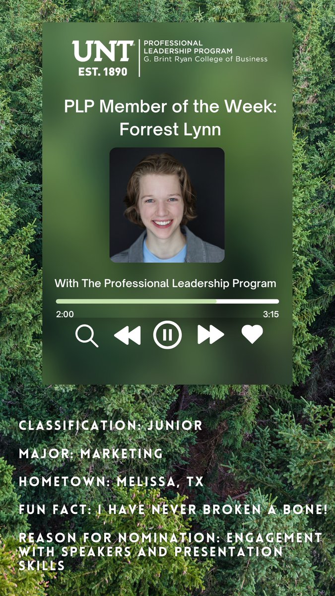 UNTPLP's tweet photo. Please join us in congratulating this week’s member of the week, Forrest Lynn! Thank you for asking great questions throughout the year and congratulations on a great  pitch/ presentation 🦅

#morethanaprogram #untplp https://t.co/nvxX2Joqpx