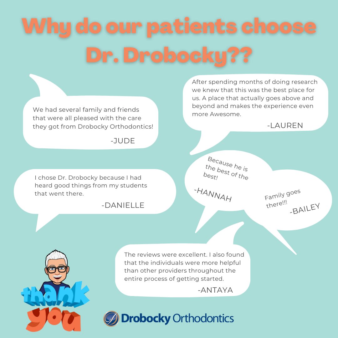 DrobockyOrtho's tweet photo. We sure do love hearing from our patients. Thank you for trusting Drobocky Orthodontics with your beautiful smiles! We are extremely happy you choose us!

#bracesbythebest #DrobockyOrtho #DrobockySmile #braces #ortho https://t.co/hMVLE65psI
