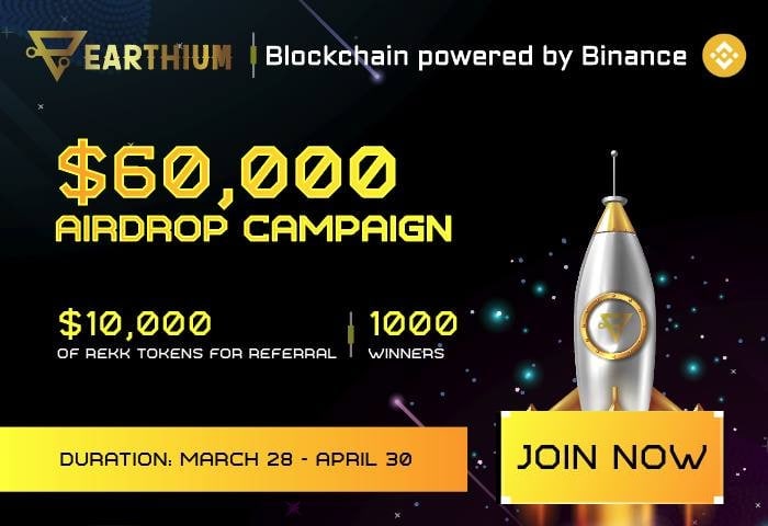 🔰 Earthium Airdrop 
🎁 Reward Pool: $60,000 in $REKK
👥 Referral: Top 50 Referrals 
🧶 Rate: ⭐️⭐️⭐️⭐️⭐️
🗓 Distribution Date: 30th June, 2022

📚 Airdrop Link: t.me/Official_Earth…

📡 Website: earthium.io #AirdropRampage