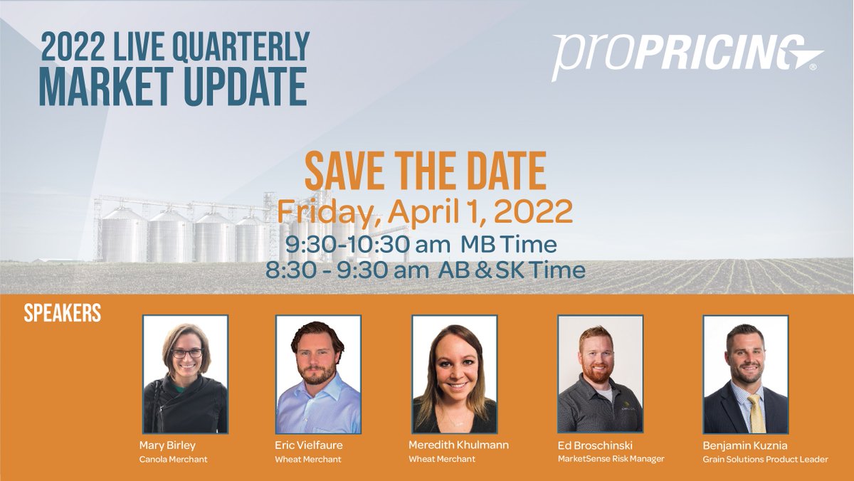 CargillAgCanada's tweet photo. Join us on Friday, April 1 for our #ProPricing market update on #wheat and #canola plus a live Q&amp;A with Cargill merchants. Connect with your Cargill rep or check your inbox for event access. #westcdnag https://t.co/VODN58VUmT
