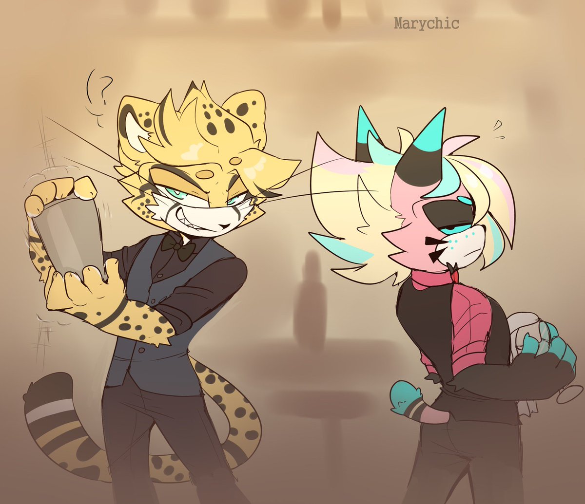 Marychic2001's tweet photo. My boy G working as a bartender accompanied by his cheetah friend Alex x3 I hope you guys like it!
Alex belongs to P.xel
#sonicfc #sonicfancharacter #sonicdraw #sonicart #mobian #mobianart https://t.co/Z9pJS7BAVM