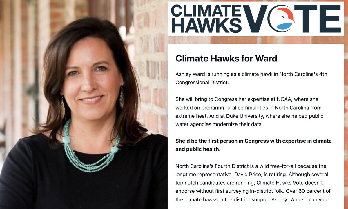 Susannah_Tuttle's tweet photo. @Ward4NC @ClimateHawkVote I am proud to be working hard to support Ashley Ward @Ward4NC in her campaign. Grateful to @ClimateHawkVote for this important endorsement! Now we need the entire country to recognize the significance of electing the first #ClimateExpert to #Congress 🌟💚💫https://t.co/3ZACmMamoK https://t.co/2X3fbSCAE8