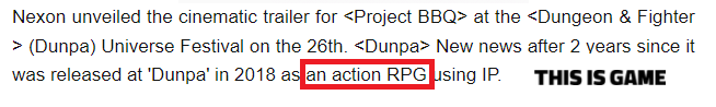 ProjectBBQ_'s tweet image. 📌I see a lot of people disappointed or upset due the "change" of #ProjectBBQ to #ProjectAK.

💥But I am here to tell you that Project BBQ was NEVER an MMO, it was always mentioned within KR media as an "action RPG" or "Action Online RPG" or just "action game" 

#DNF 

(1/3)