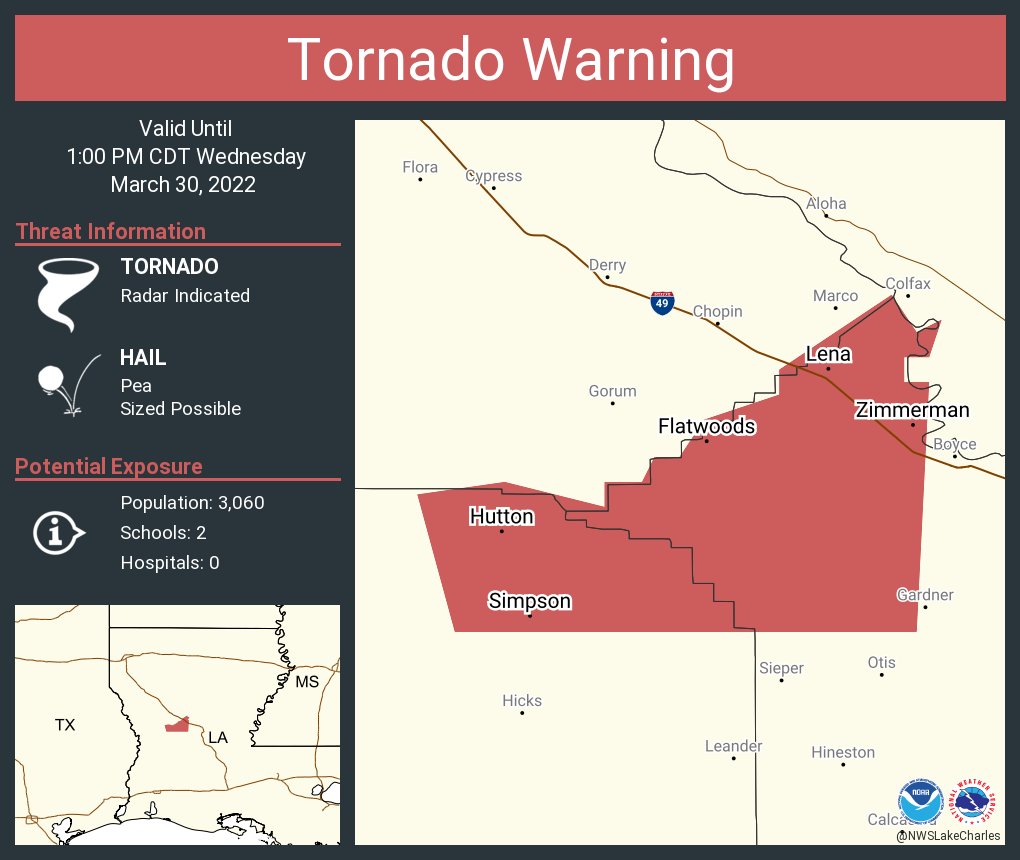 NWS Lake Charles on Twitter "Tornado Warning including Simpson LA