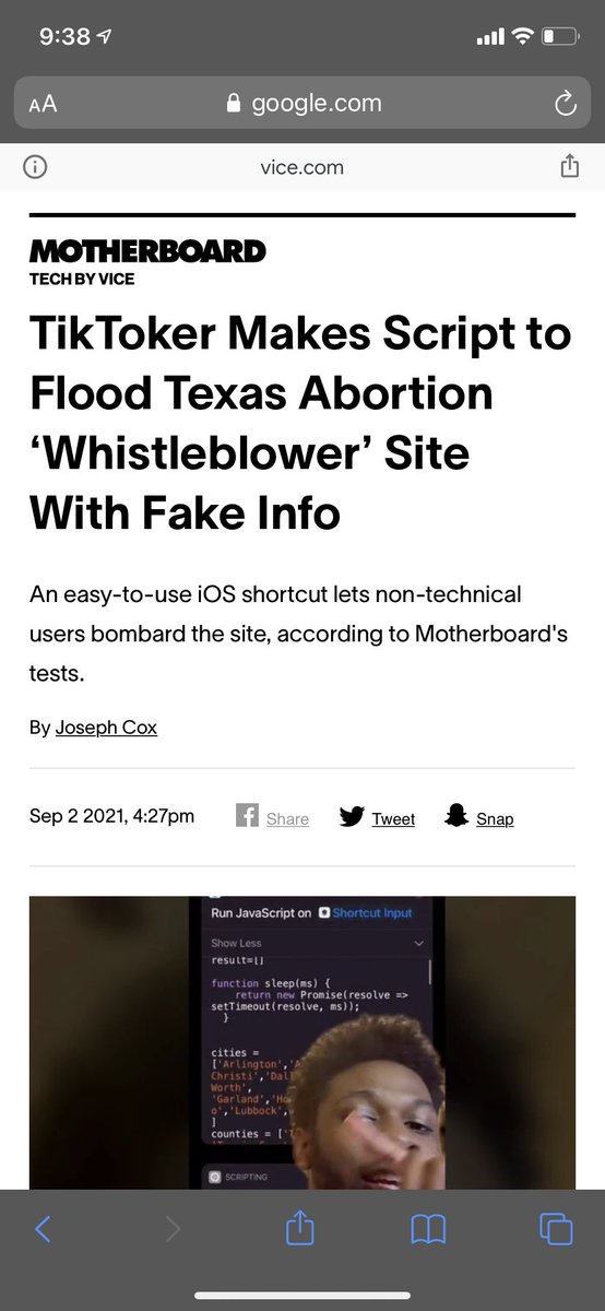 SeanDaBlack's tweet image. I was involved with taking down the Texas abortion tip line with an iOS shortcut