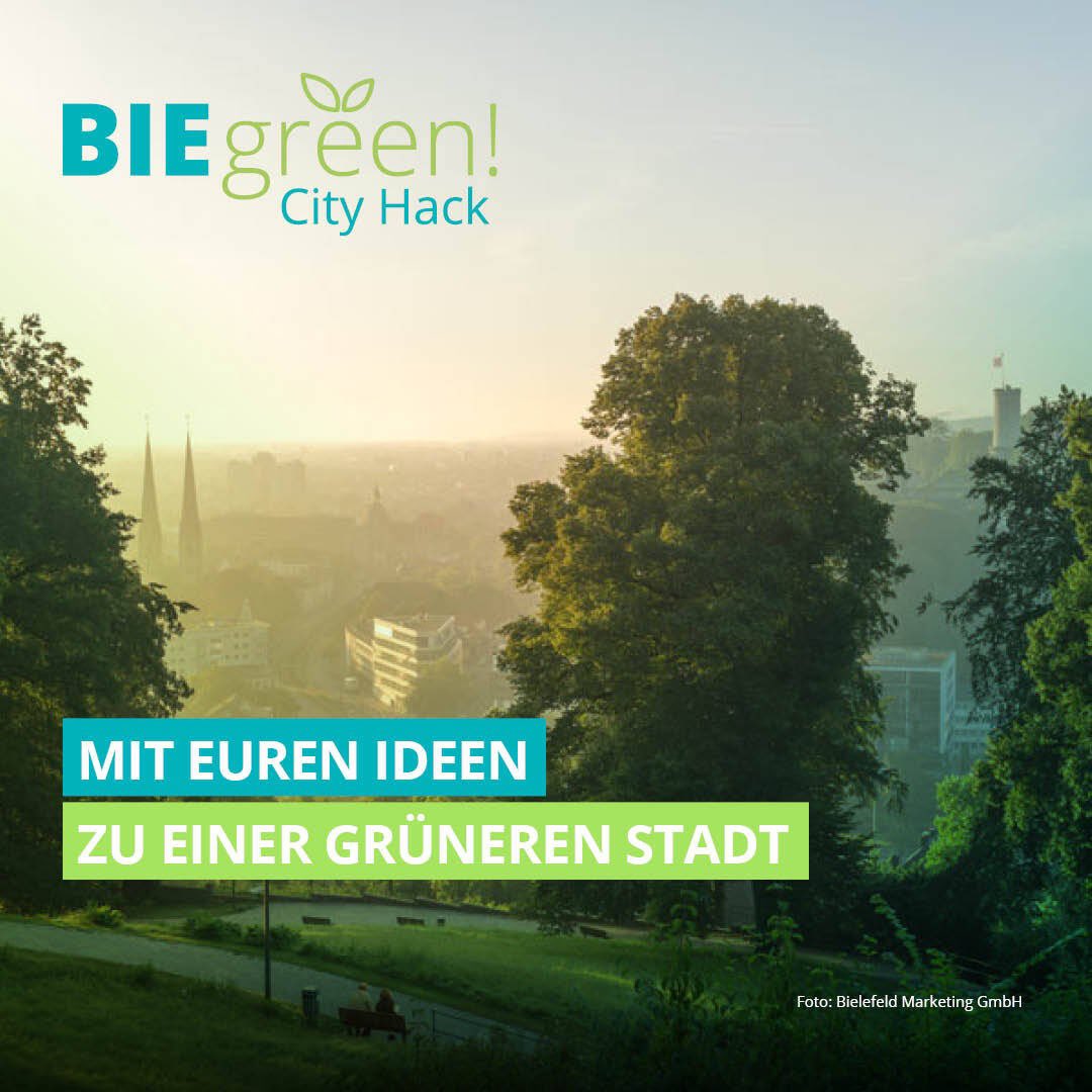 Wir suchen eure #Ideen! Seid dabei beim #biegreen - City Hack und werdet Teil beim einzigartigen Versuch, Nachhaltigkeitsherausforderungen einer Stadt mit Hilfe der Stadtgesellschaft zu lösen! Mehr Infos unter bie-green.de! Seid ihr dabei? #hackathon #Bielefeld