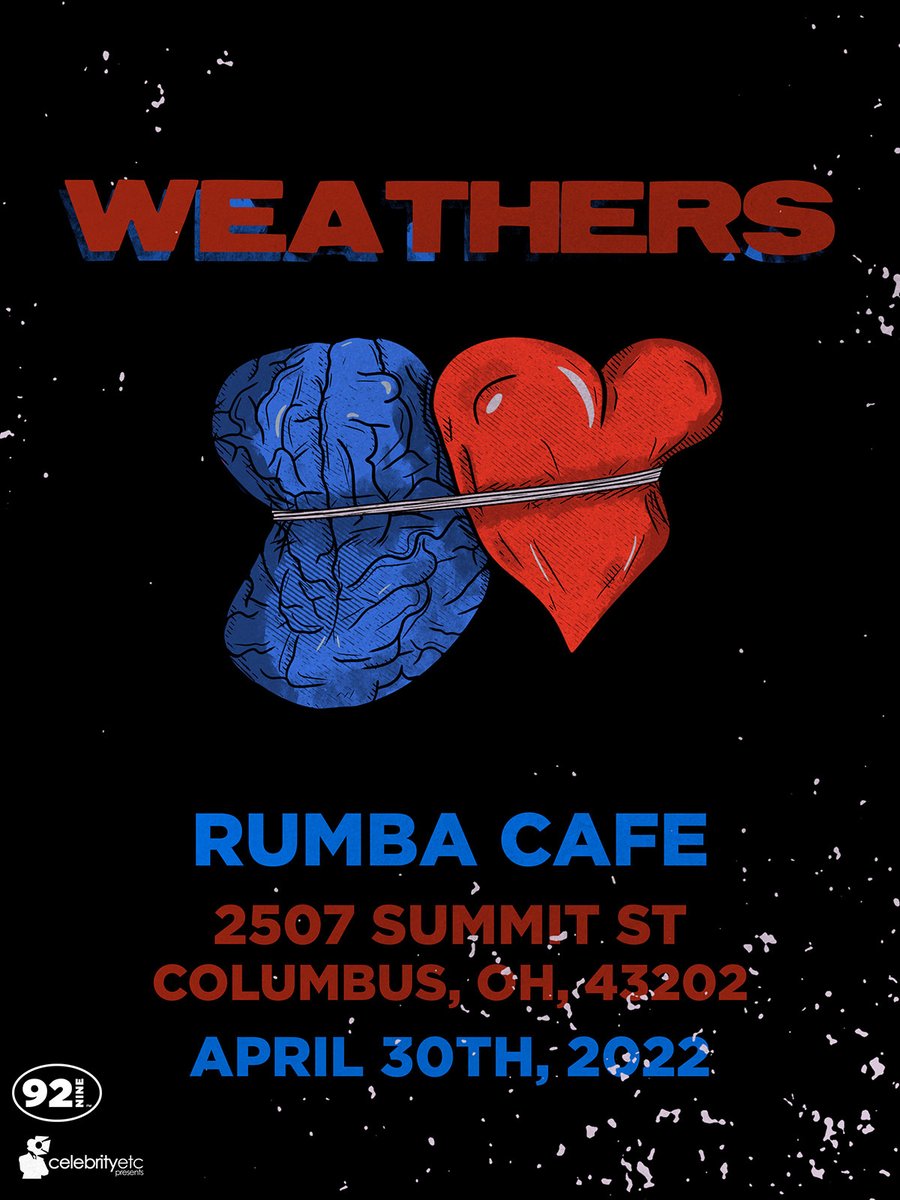 #CD929FM &amp; <a href="/CelebrityEtc/">CelebrityEtcPresents</a> Presents <a href="/Weathersband/">WEATHERS</a> in ONE MONTH at <a href="/rumbacafeoh/">Rumba Cafe</a>.

Still need tickets? Grab yours over at celebrityetc.com!