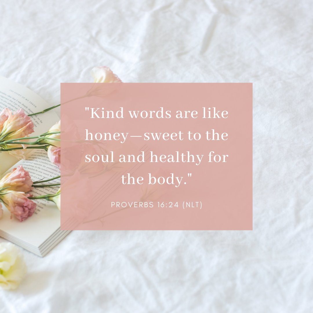 RoseKidzBooks's tweet photo. "Kind words for like honey—sweet to the soul and healthy for the body."
—Proverbs 16:24 (NLT) https://t.co/EgfzXpHq8A