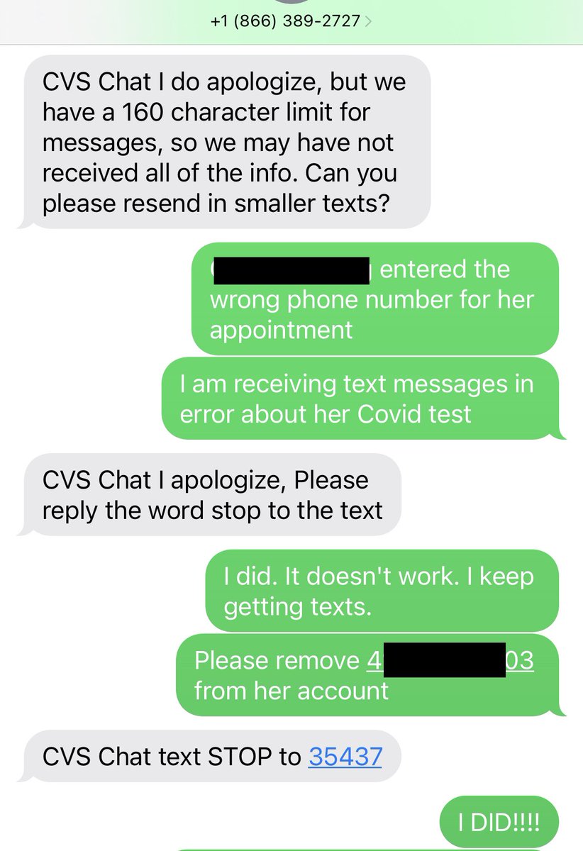 BeauxReliosis's tweet photo. This is crazy. @cvspharmacy can’t you look up this person’s account & contact them via an alternate method? I’ve been replying “stop” for days, but you keep coming back. I provided info by phone & text. It’s annoying for me, but imagine their frustration!
#minuteclinic
#CVSfail https://t.co/eLd3C6IHo9