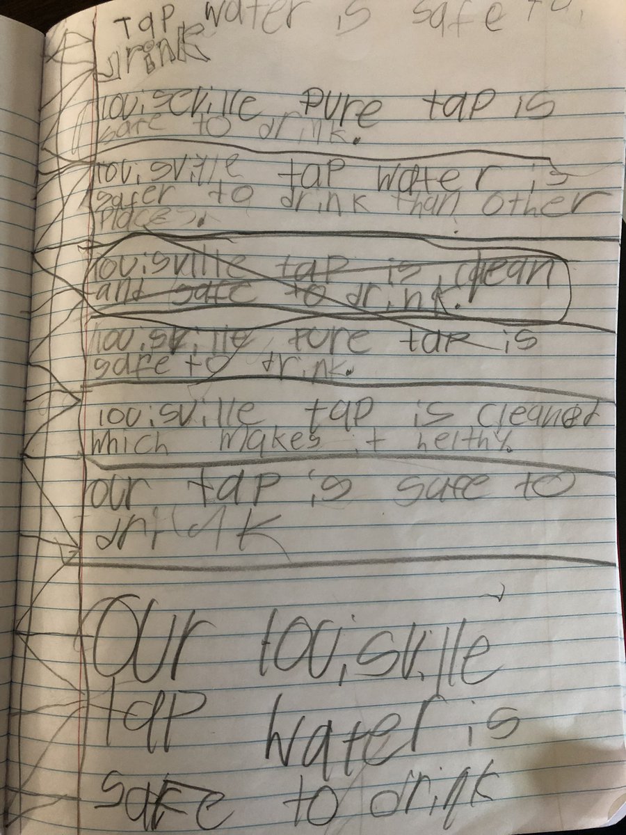 wheeler5th's tweet photo. We’ve been working hard to decide if we think tap water is safe. After much research, and a visit with @louisvillewater students are beginning to make their claims. Today we worked on revising our thesis statements. #wordsarepowerful #researchers #educateddecisions @paul_emerich https://t.co/l5OKBF2DvB