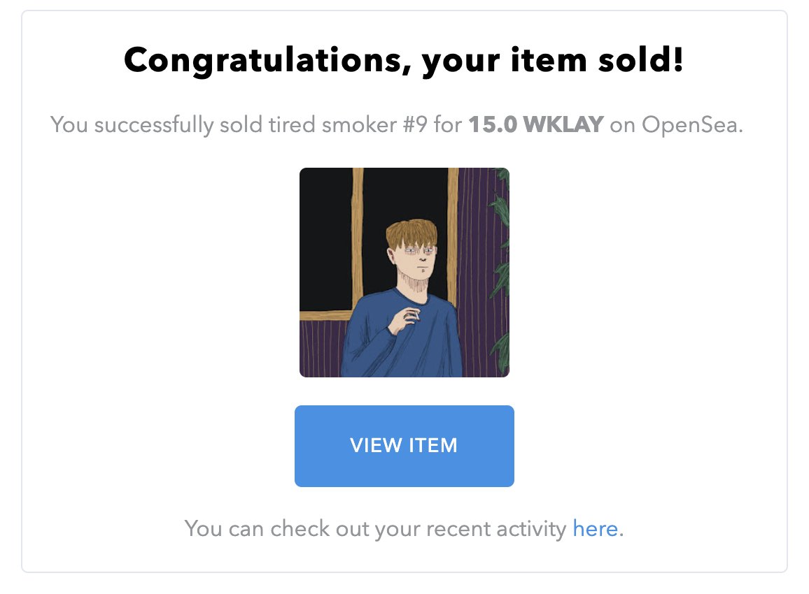 헉 학교 갔다왔는데  tired smoker #9 가 팔렸네요
정말 감사합니다! 혹시 이 트윗 보시면 디엠이나 답글 남겨 주시면 감사하겠습니다☺️

오늘 리스팅한 작품들도 많은 관심 부탁드려요!

컬렉션 주소
opensea.io/collection/100…
