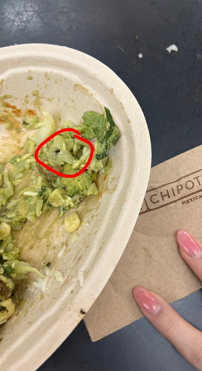 abbeykurtz's tweet photo. didn’t expect extra protein with this meal…. Care to explain @ChipotleTweets ??? This is disgusting!!!!!! #deadfly #fly #insect https://t.co/X8iAbJuwS3