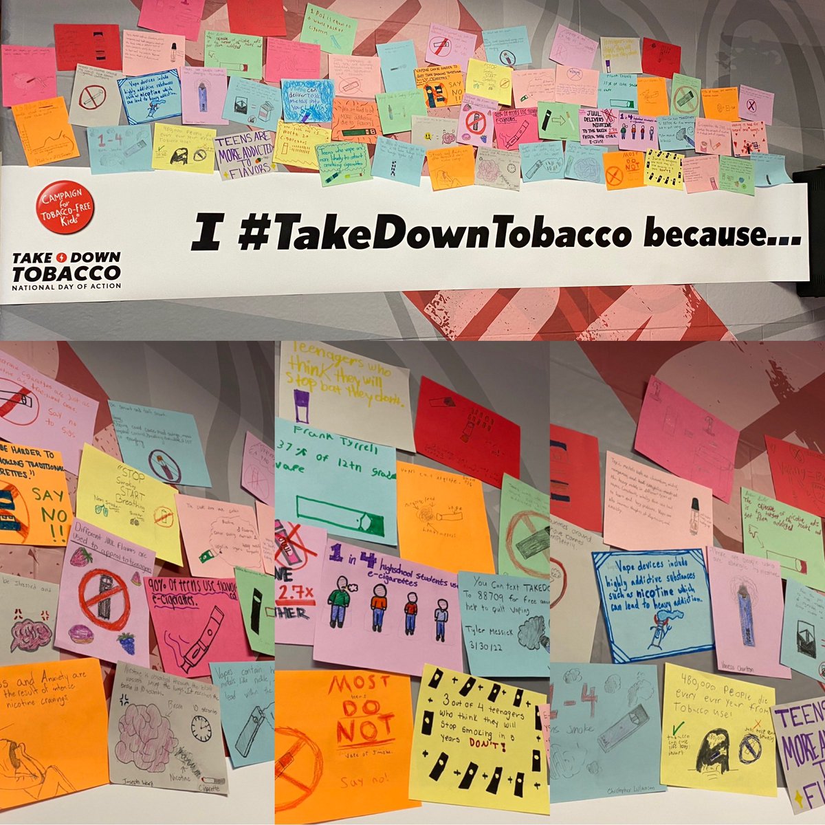 All set for our @ConradRedWolves #TakeDownTobacco event at ALL lunches tomorrow! Make sure you stop by!