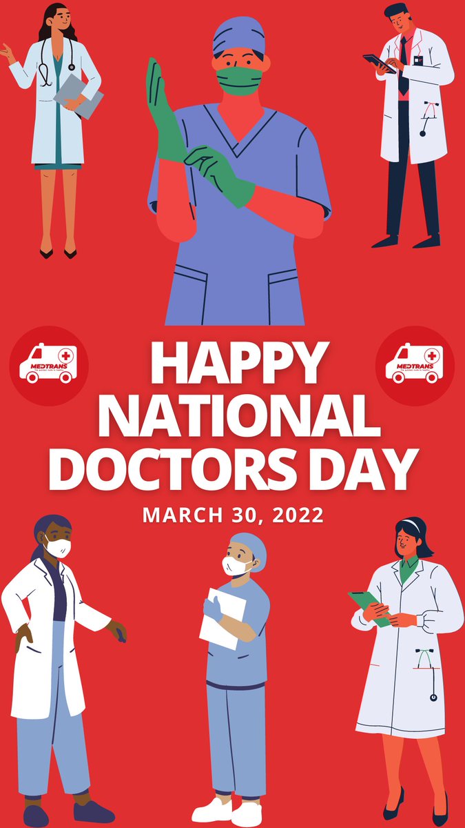 Medtransai's tweet photo. Happy #NationalDoctorsDay and a BIG MEDTRANS THANK YOU to all DOCTORS🩺🧑‍⚕️🏥👩‍⚕️🥼💉⚕️ for all that you do. We appreciate all of you in the medical field each and every day. #EMS #EMT #Emergency #DoctorsDay #nurses #hospitals #Ambulance #HIRINGNOW #job #women #men https://t.co/50iH1XWUT4