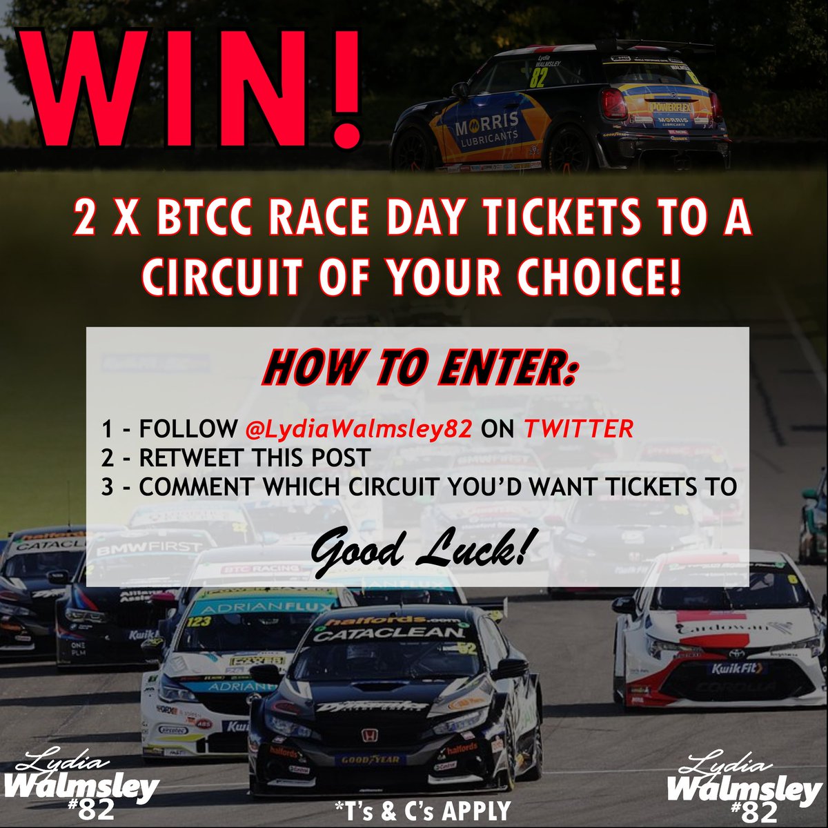 ⭐ GIVEAWAY TIME ⭐️ 

To celebrate my return to the <a href="/MINIChallengeUK/">The MINI CHALLENGE UK</a> JCW Championship in 2022, I'm giving one lucky winner a pair of <a href="/BTCC/">BTCC</a> race day tickets to a circuit of their choice!