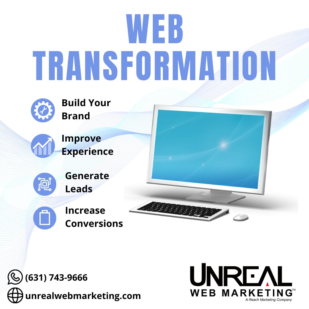 unrealwebmktg's tweet photo. Start your #webtransformation journey today, and get people talking about your new and improved #website with help from UnReal!😄 Learn More: https://t.co/r4a6z0uoGE
#digitalmarketingtips #agency #marketing #socialmediamarketing #business #digitalmarketer https://t.co/fCK1zDuWFe