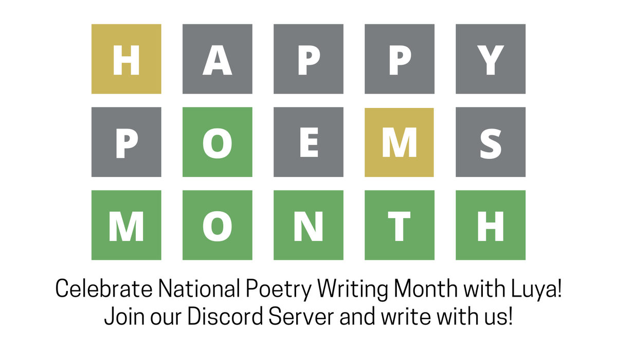 luyapoetry's tweet photo. Itโs almost April again so you know what that meansโweโre celebrating National Poetry Writing Month with our own Discord server! ๐ If youโre interested in writing with us, please fill out the sign-up form in our Linktree in our bio โ๏ธ #poetry #poetsofcolor #napowrimo2022 (1/5) https://t.co/GQ4NZh2IN7