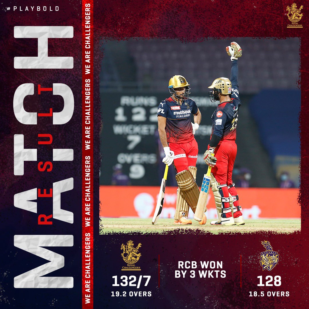 RCBTweets's tweet photo. This is what the #IPL is all about! 
Close contest but great to get the 2️⃣ points tonight! 🤩

Let’s build on this and move forward! 💪🏻

#PlayBold #WeAreChallengers #IPL2022  #Mission2022 #RCB  #ನಮ್ಮRCB #RCBvKKR https://t.co/hOQVeZRvMy