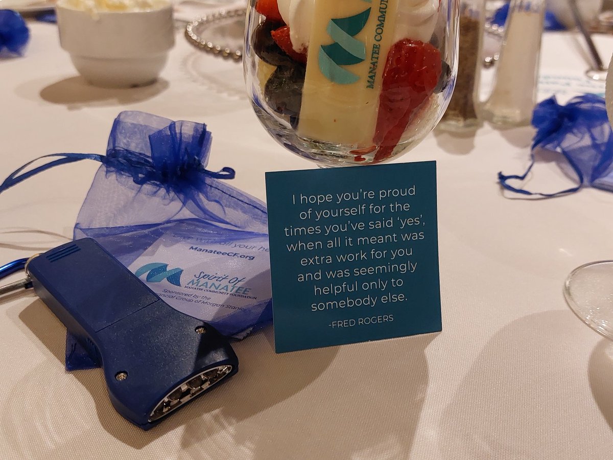 Thank you @ManateeCF for such an inspiring event.  We have all been reminded to use our time, talent and treasure to make the world a better place.  How fortunate we are to live in such a special place with such inspiring people.