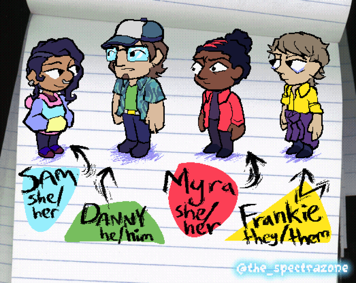 the_spectrazone's tweet photo. heya! it's been a while! thought I'd throw y'all an update; not the final drawings, still a bit of cleanup to do, but these are the designs for the party in Flipside. your guess is as good as mine as to what they're talkin' about https://t.co/5eaXDmXu07