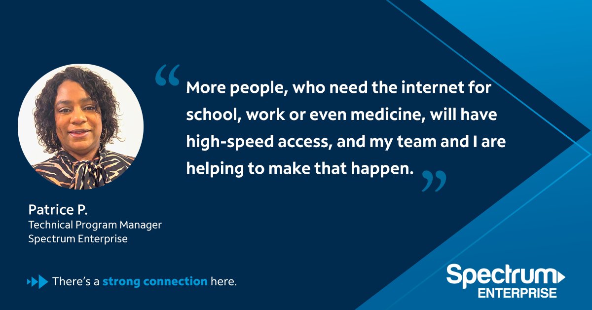 _SpectrumJobs's tweet photo. Patrice's twelve year career with Spectrum has taken her from New York to North Carolina and multiple roles across Network Operations and most recently Spectrum Enterprise. Read more about her career journey here: https://t.co/ucfySuEfe7
#BeTheConnection #JoinSpectrum https://t.co/HqGpGwUh0Q