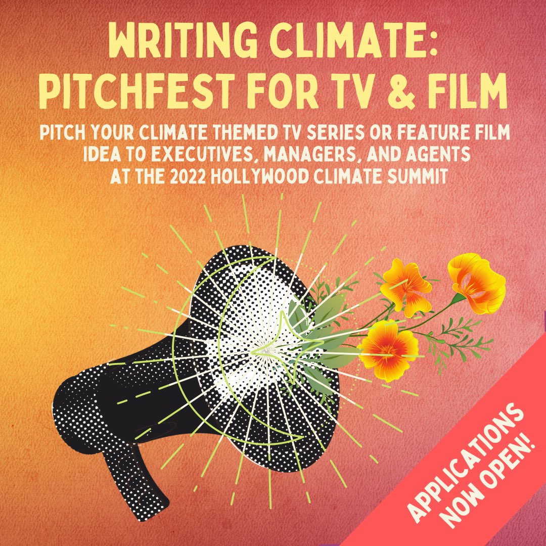 YEAimpact's tweet photo. Do you have an idea for a climate-related TV show or film? Introducing Writing Climate: Pitchfest for TV and Film! Learn more and apply at https://t.co/DYUCKgNwAR

#WritingClimatePitchfest #HollywoodClimateSummit #climatestorytelling #writingcompetition #pitch #filmfreeway https://t.co/u00EVoIsTN
