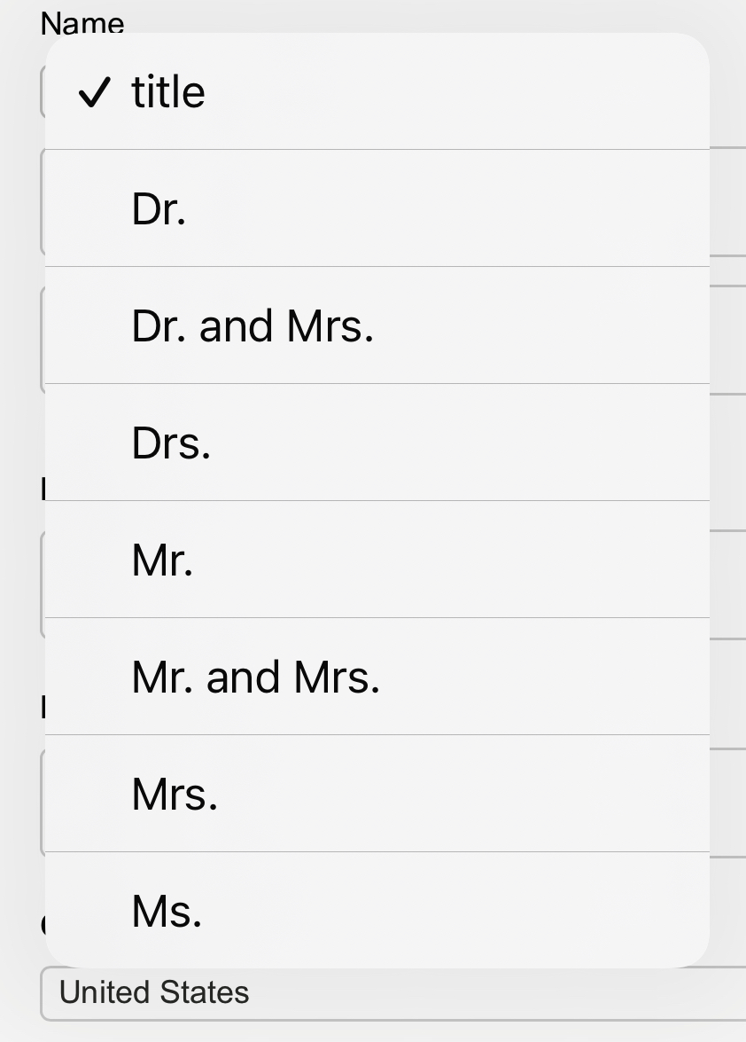 mickeyme's tweet photo. This membership form for a non-profit, dictated by the vendor @blackbaud, is a little limiting. Apparently, if you are a woman, you can be a Dr. but only if your spouse is too. And not great options for same sex couples either. It's not about the title, but it is about respect. https://t.co/EOCQlV5RDL