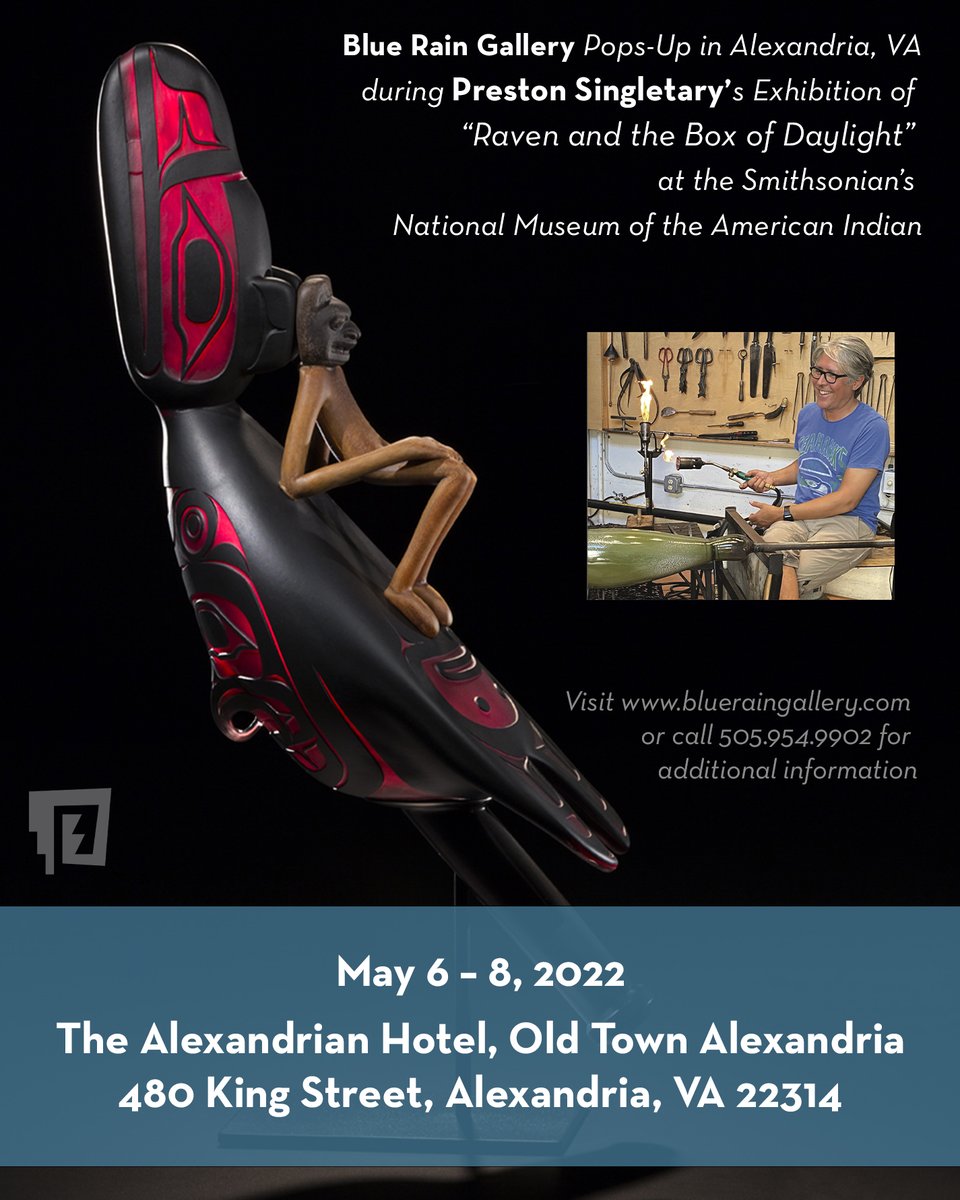 blueraingallery's tweet photo. Call the gallery at 505.954.9902 to find out about special receptions and discounted rates on lodging. 

#PrestonSingletary #Smithsonian #RavenandtheBoxofDaylight #NativeAmericanArt #contemporaryart #popupexhibition #GlassArt #blueraingallery #museumoftheamericanindian https://t.co/MBgdgzE3qG