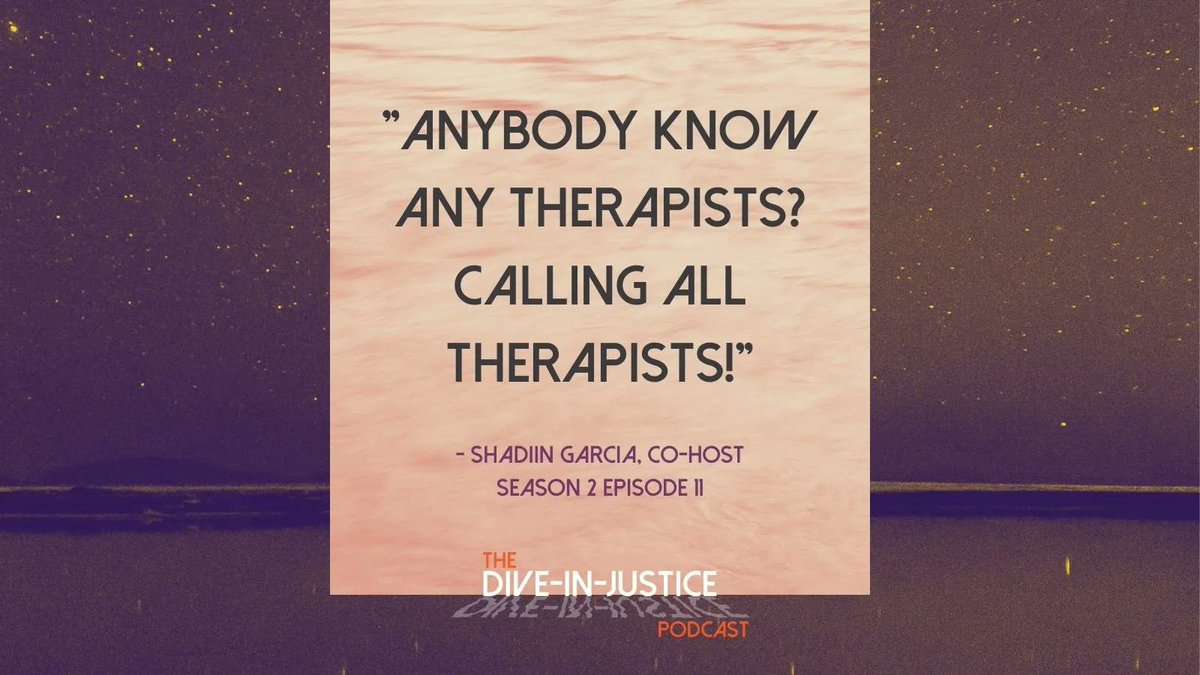 DiveInJustice's tweet photo. “Anybody know any therapists? Calling all therapists!” - Shadiin Garcia, S2 Ep11 #DiveInJustice: https://t.co/98YwQbkLx0 https://t.co/xI1VsfwGLu