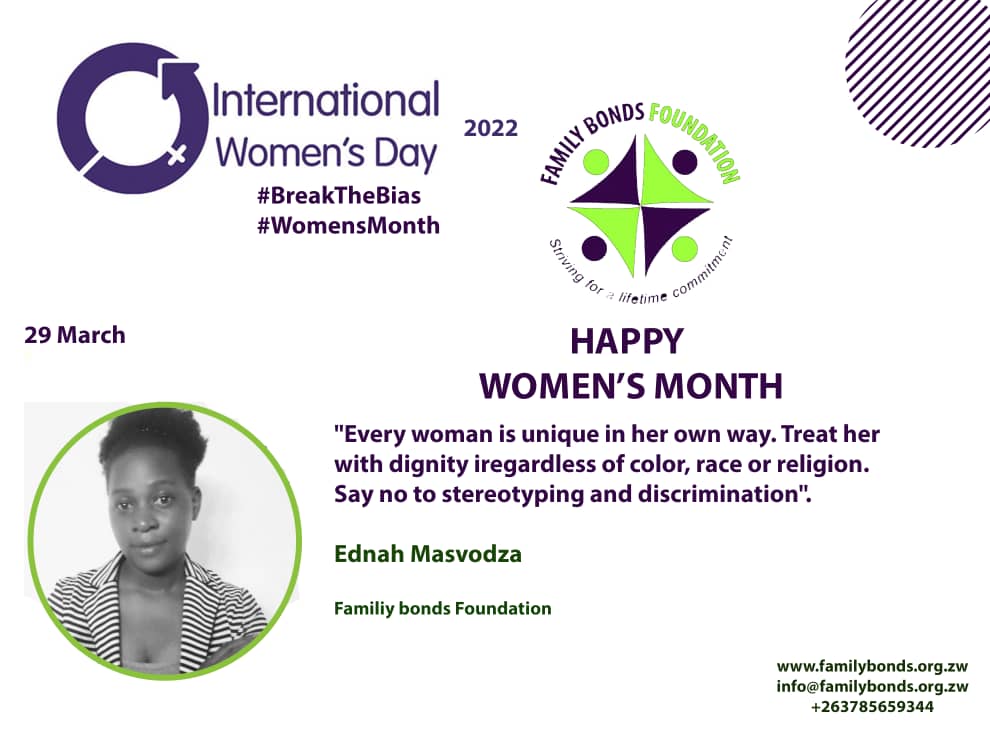 #BREAKTHEBAI
#IWD #IWD2022
#WomensMonth2022
<a href="/charlenegail9/">Charlene G Taruwona</a>
<a href="/StorytellerSt4/">Visual Humanitarian Storyteller</a> <a href="/FAA_Zim/">Fathers Against Abuse</a> <a href="/FamilysupportZ/">Familysupport_zw</a> <a href="/AWAdvocacy/">All Women Advocacy</a> <a href="/WCOZIMBABWE/">Women's Coalition of Zimbabwe</a> <a href="/MwanasikanaW/">Mwanasikana Wanhasi</a> <a href="/loudermagzw/">Louder</a> <a href="/AWET_Apostolic/">AWET</a> <a href="/deafwomenzim/">Deaf Women Included</a> <a href="/deaftvzim/">Deaf TV Zimbabwe</a> <a href="/Missdeafpride/">Miss Deaf Pride Zimbabwe</a>