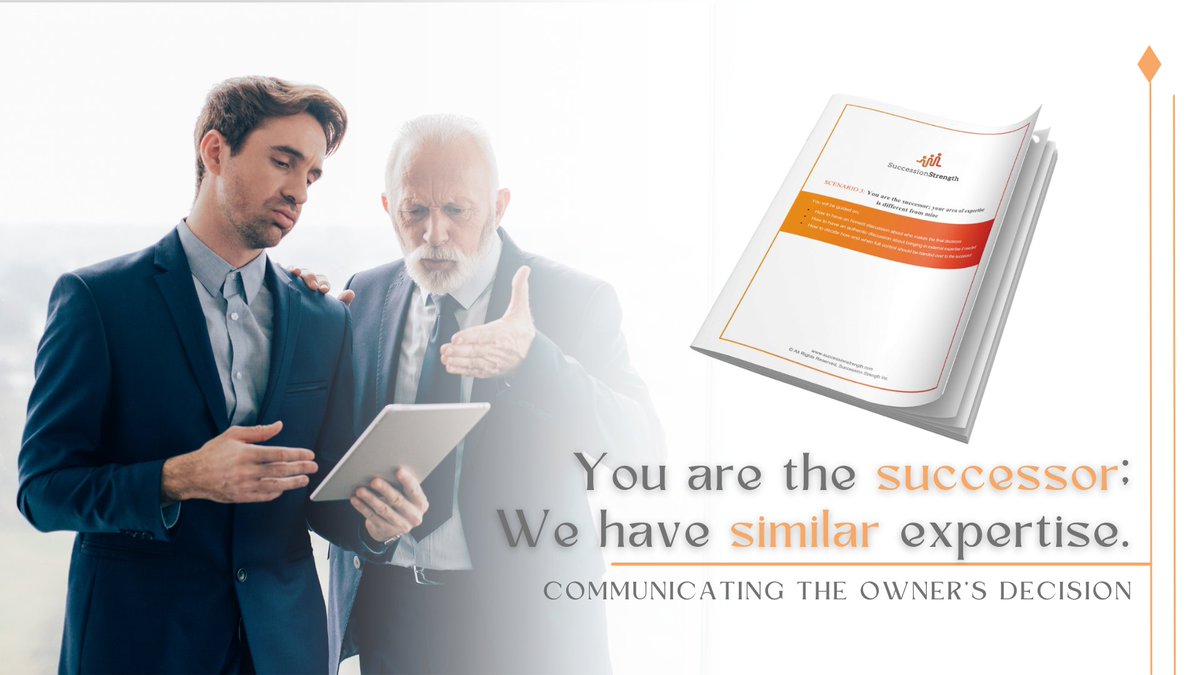 SuccessionStre1's tweet photo. In this chapter, the guide will suggest ways for outgoing leaders to approach succession decision-making by instilling confidence in the successor, discussing next steps and eliminating ambiguity
Order here:
https://t.co/xRyPxHVSng
#GetTheGuide #Succession https://t.co/pfJlWHyUqq