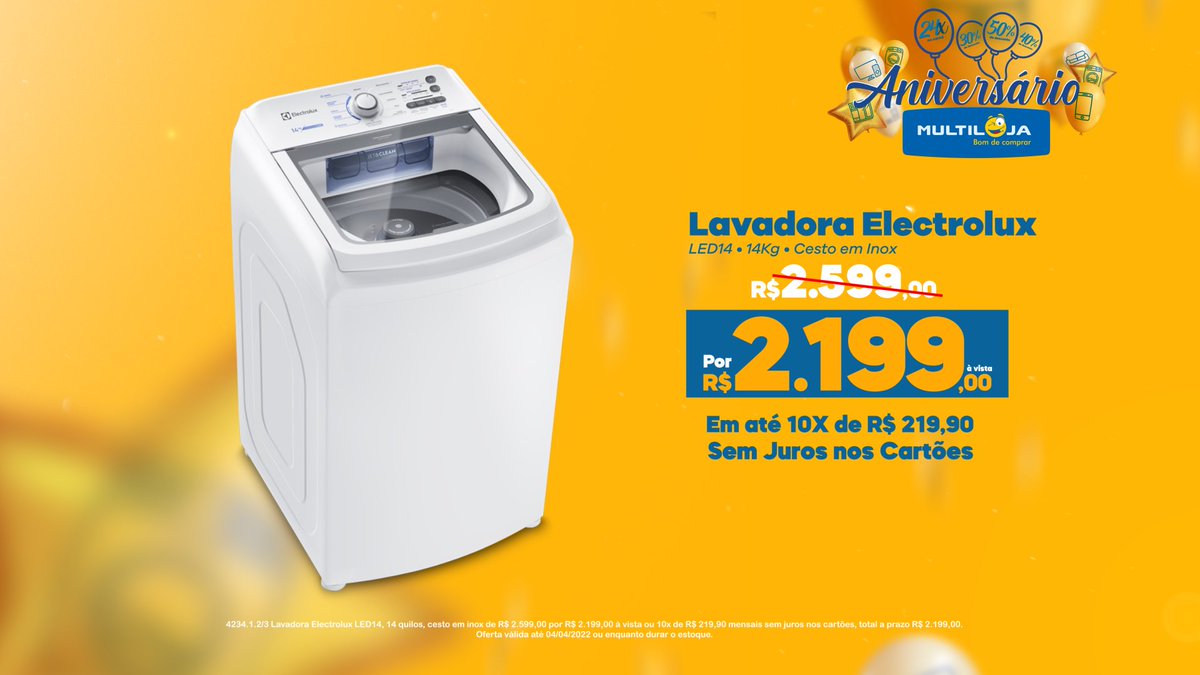 Multiloja's tweet photo. Continue aproveitando as ofertas do Aniversário Multiloja. Veja as ofertas dessa semana e fale com nosso gerente: https://t.co/zvWL3CluSD https://t.co/WDR0iiidD2