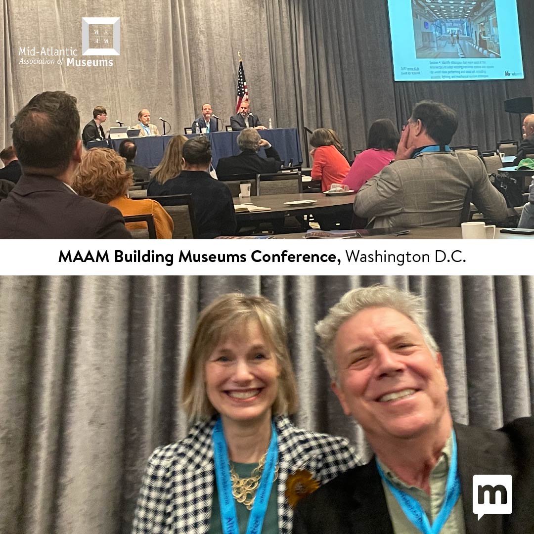 metarch_design's tweet photo. We were so happy to be back on the conference trail with our colleagues at @midatlanticmuse Building Museums Conference in D.C. Next to Alan is Jane Wener of @PghDids (one of our favorite people and museums!) Congrats on your win of the 2022 Buildy Award for @museumlabpgh https://t.co/Xb0f8OeZlI